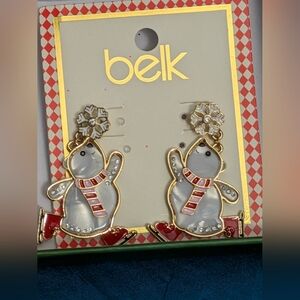 NWT Festive Ice Skating Polar Bear Earrings with Gift Box Party Holiday Xmas